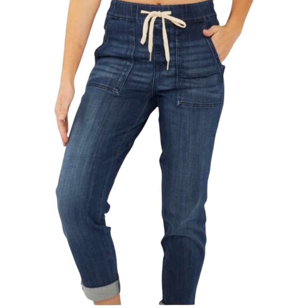 Judy Blue Denim Jean Joggers Women's Size 9/29 x 30 Stretch Pull On Drawstring